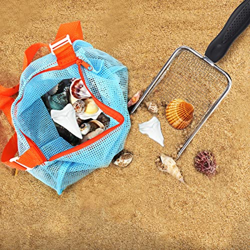 Vodolo Beach Mesh Shovel with Mesh Beach Bag for Shell Collecting, Kids Filter Sand Scooper for Picking Up Shells, Shark T...