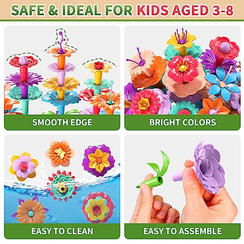 Garbo Star 148PCS Flower Garden Building Toys for 3 4 5 6 Year Old Girls, Educational Activity Preschool Birthday Gifts fo...