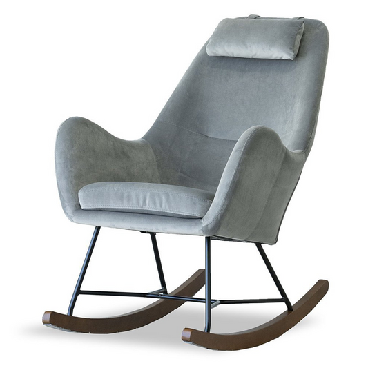 Chelsea Grey Velvet Rocking Chair, Comfort And Style For Home, Light Gray, Velvet, 38.5  H X 27.5  W X 36  D For Living Room Bedroom Waiting Room