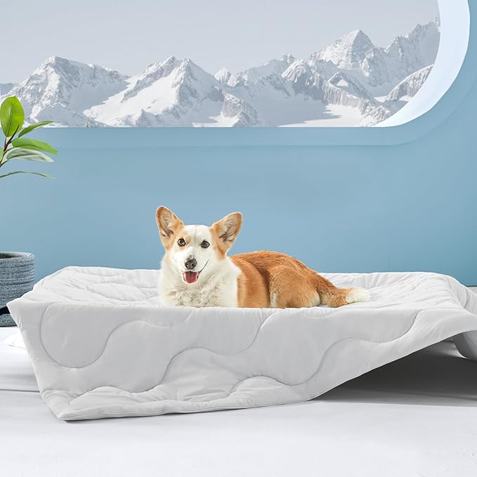 MIXJOY Cooling Blanket for Large Dogs Breathable, Dual-Sided Q-MAX>0.5, Lightweight Pet Cooling Throw Blanket Summer for S...