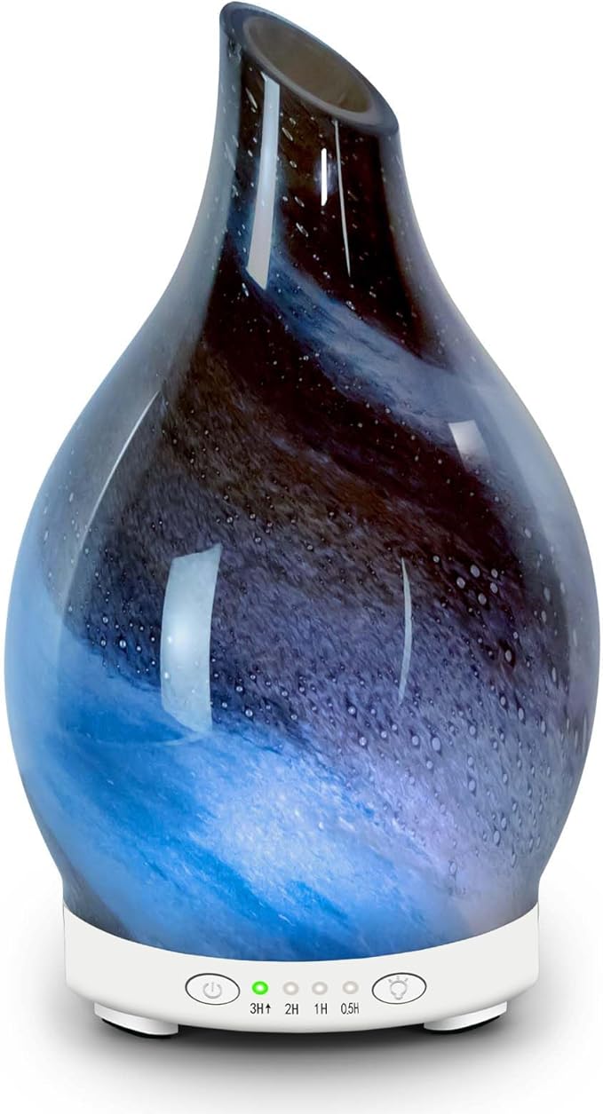 Essential Oil Diffuser 120ML Glass Aromatherapy Diffuser with 4 Timer Settings & 7 Color Changing Lights, Auto Shut-Off, U...