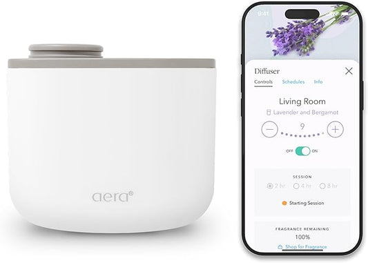 AERA Mini Waterless Plug-in Essential Oil Diffuser for Rooms 100–400 Sq Ft – Smart Aromatherapy Machine with App & Alexa C...