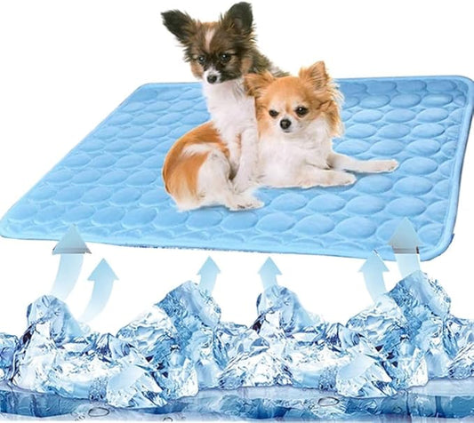 OUKEYI Cooling Mat Pad for Dogs Cats Ice Silk Mat Cooling Blanket Cushion for Kennel/Sofa/Bed/Floor/Car Seats Cooling for ...