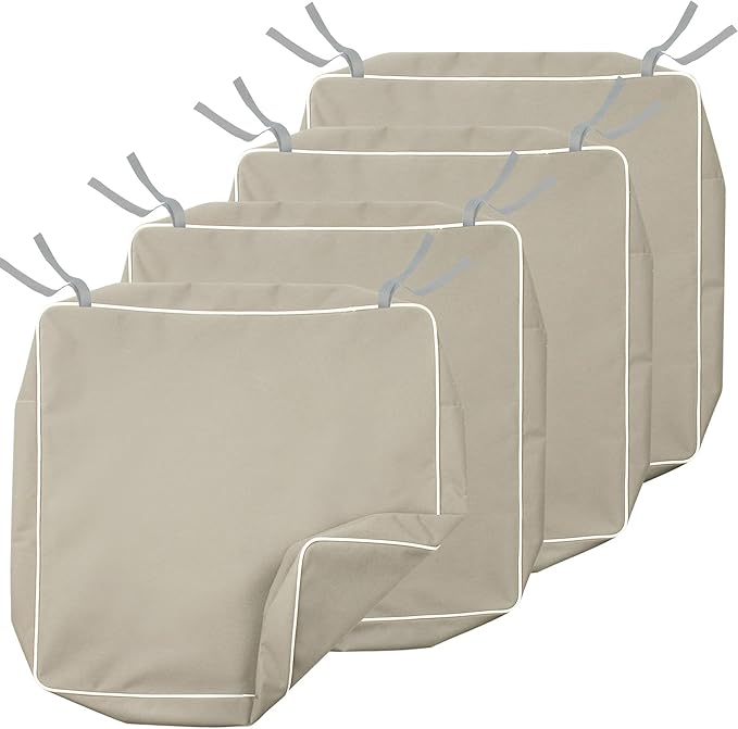 Porch Shield Outdoor Cushion Slipcovers Patio Chair Seat Cushion Covers Set 4 Waterproof Fade Resistant 19 x 19 x 4 inch, ...