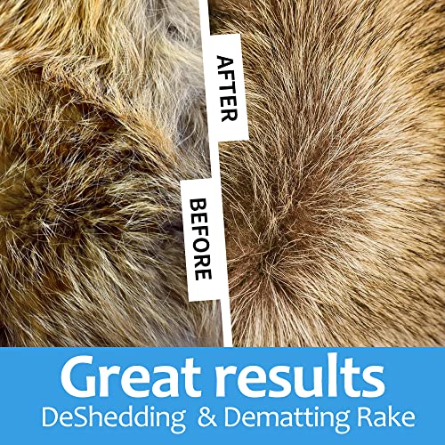[ 2 in 1 design ] Undercoat Rake and Deshedding Tool for Dogs and Cats - Dematting Comb for Long Hair Pets, Grooming Brush...