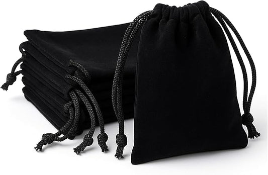 Fyntave 10 Pieces Velvet Drawstring Bags Wedding Gift Bags Black Velvet Jewelry Bag Small Jewelry Pouches Wedding Soft Par...