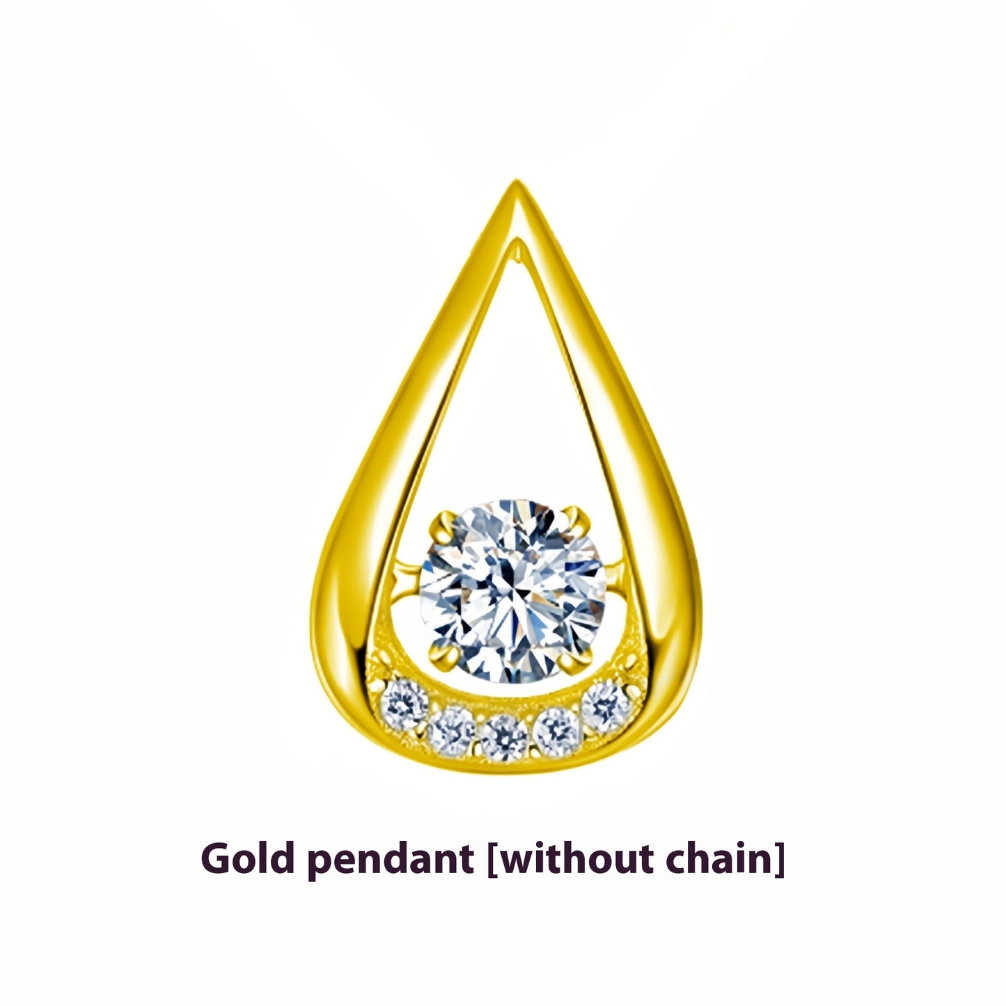 White Gold Plated Drop-shaped Diamond-embedded Smart Pendant Necklace