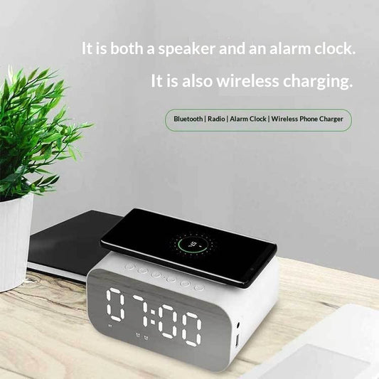 Wireless Charging Bluetooth Speaker With Alarm Clock Sound