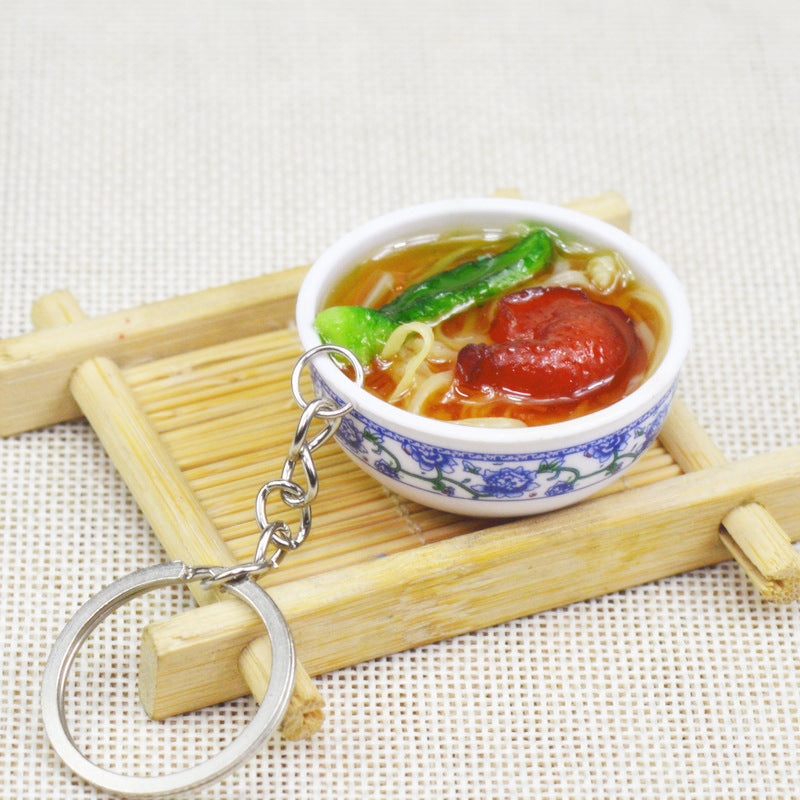 Artificial Food Pendant PVC Egg Noodle Keychain