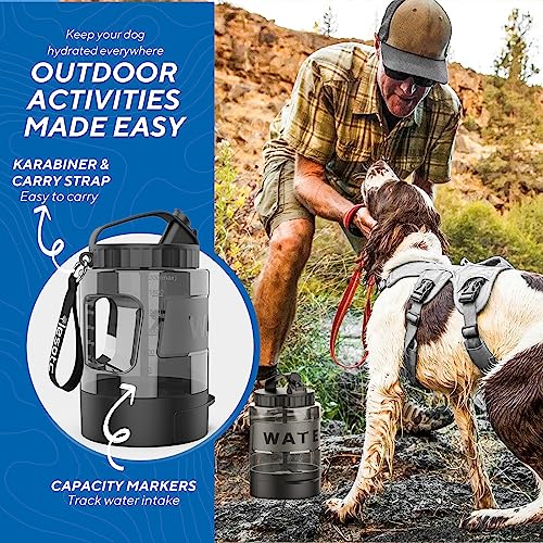 lesotc Portable Dog Travel Water Bottle, 77oz Large Travel Water Bowl for Dogs Camping Hiking Beach Hunting Essentials, Bi...