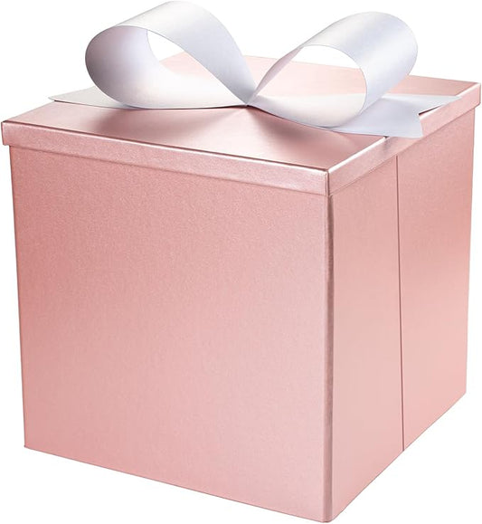 BIOBROWN Medium Gift Boxes with Lids for Presents, 9x9x9 Inches Pink Collapsible Gift Box for Valentine's Day, Birthday, W...