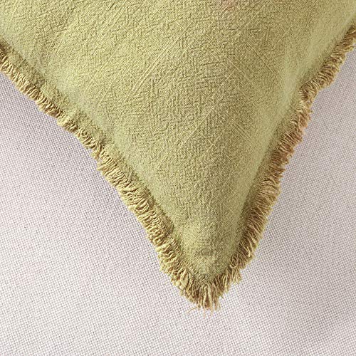 ATLINIA Fringed Cushion Cover 20 x 20 Soft Linen Decorative Throw Pillow Cover for Couch Sofa Bed and Outdoor Olive Pillow...