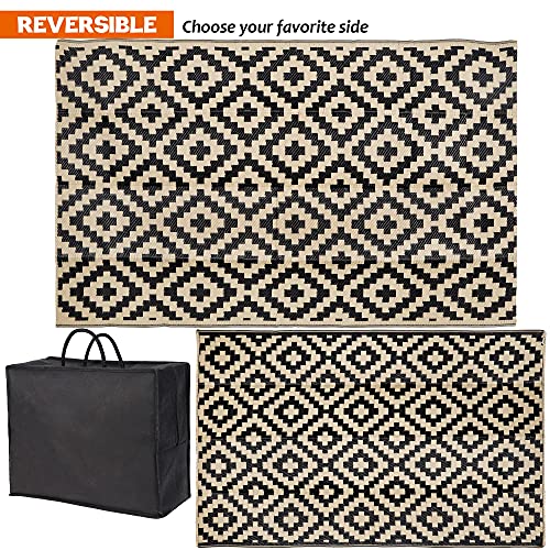 SAND MINE Waterproof Outdoor Rug 5x8 ft, Plastic Reversible Rug, Modern Area Rug, Large Floor Mat for Outdoors, RV, Patio,...