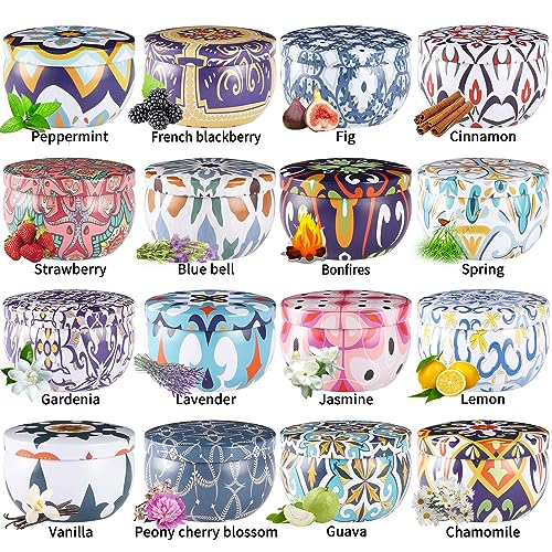 Wfmolcand 16 Pack Small Scented Candles Set-2.5 oz Aromatherapy Candle 100% Natural Soy Wax-Portable Travel Tin Candle for...