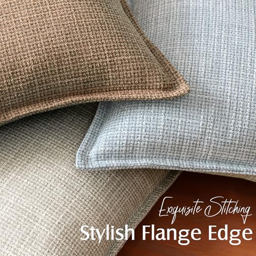 OTOSTAR Pack of 2 Brown Decorative Pillow Covers 14x14 Inch Soft Linen Texture Couch Throw Pillows Farmhouse Cushion Cover...