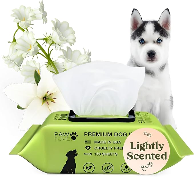 Pawfume Dog Wipes 100 Count, Pet Wipes – Hypoallergenic & Gentle Dog Wipes for Eyes, Face, Butt, and Paws – Cleaning & Deo...