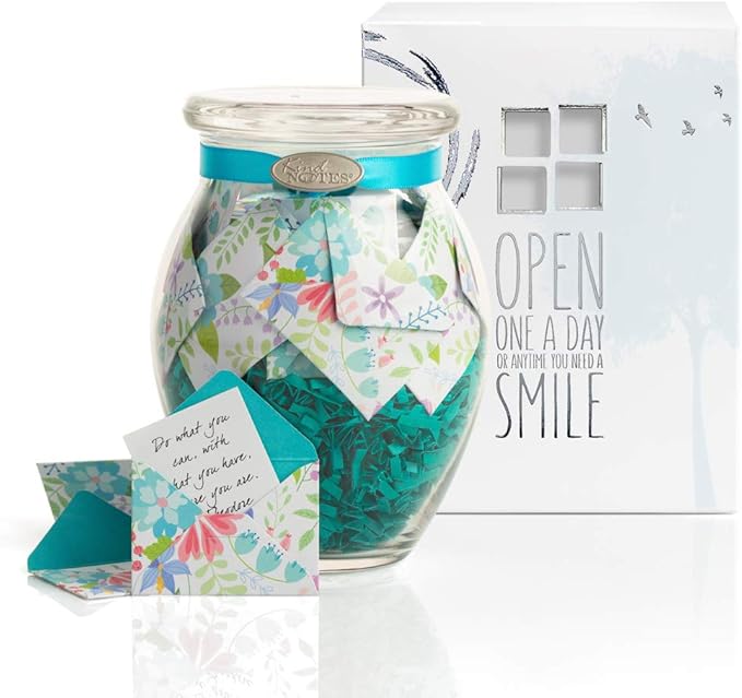 KindNotes Glass Keepsake Gift Jar with Inspirational Messages - Fresh Cut Floral