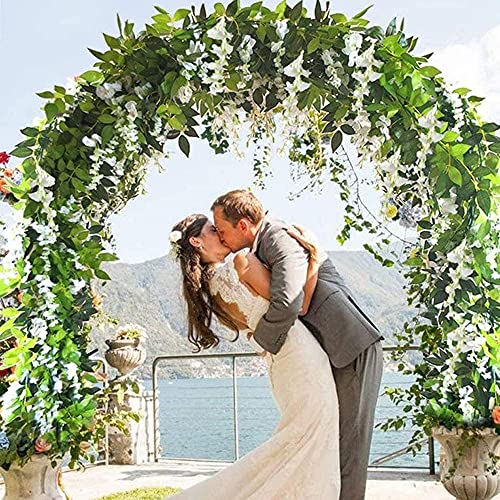 5pack Wisteria Garland Artificial Flowers Garland Fake Hanging Wisteria Vines for Wedding Floral Decor-Total 33 Ft (Milk W...