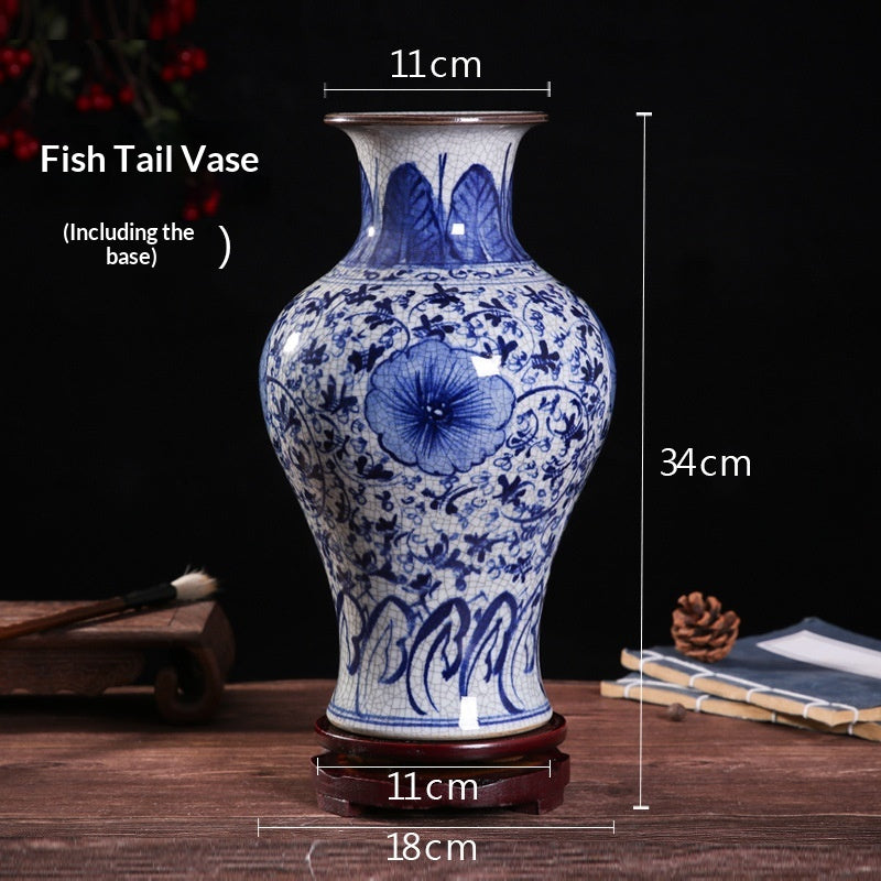 Blue-and-white Porcelain Vase Home Living Room Decoration