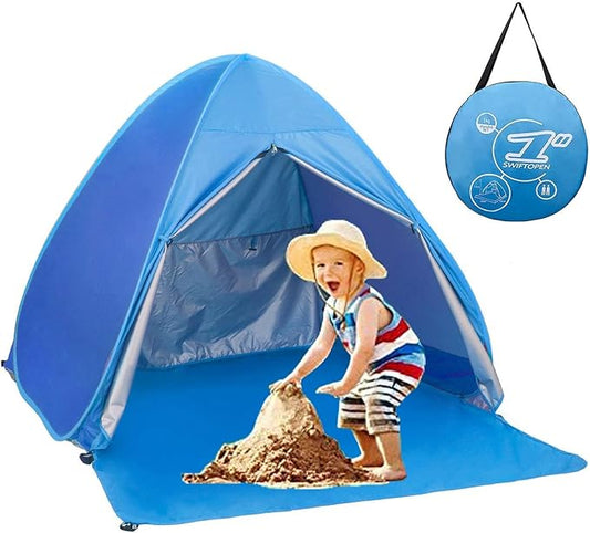 Pop Up Beach Tent Shade Sun Shelter UPF 50+ Canopy Cabana 2-3 Person for Adults Baby Kids Outdoor Activities Camping Fishi...