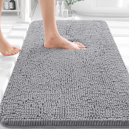 OLANLY Bathroom Rugs 30x20, Extra Soft Absorbent Chenille Bath Rugs, Rubber Backing Quick Dry, Machine Washable Bath Mats ...