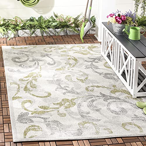 SAFAVIEH Amherst Collection Accent Rug - 4' x 6', Ivory & Light Grey, Floral Scroll Design, Non-Shedding & Easy Care, Idea...