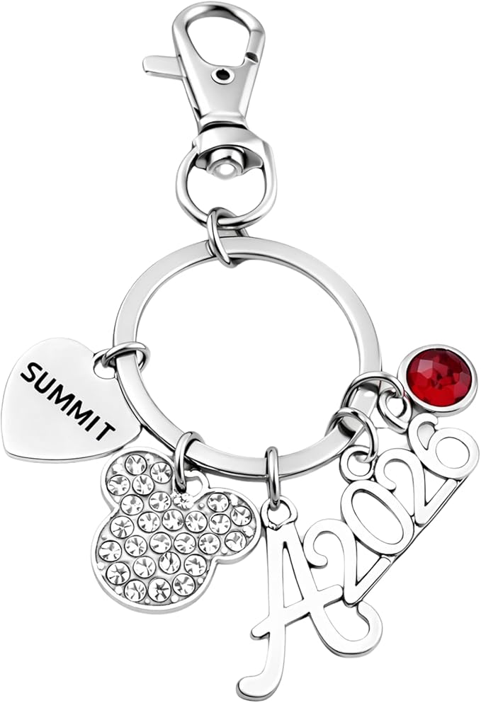 Infinity Collection 2026 Cheerleading Summit Keychain Gift, Cheerleader Keychain with Initial Charm and Birthstone, Cheer ...