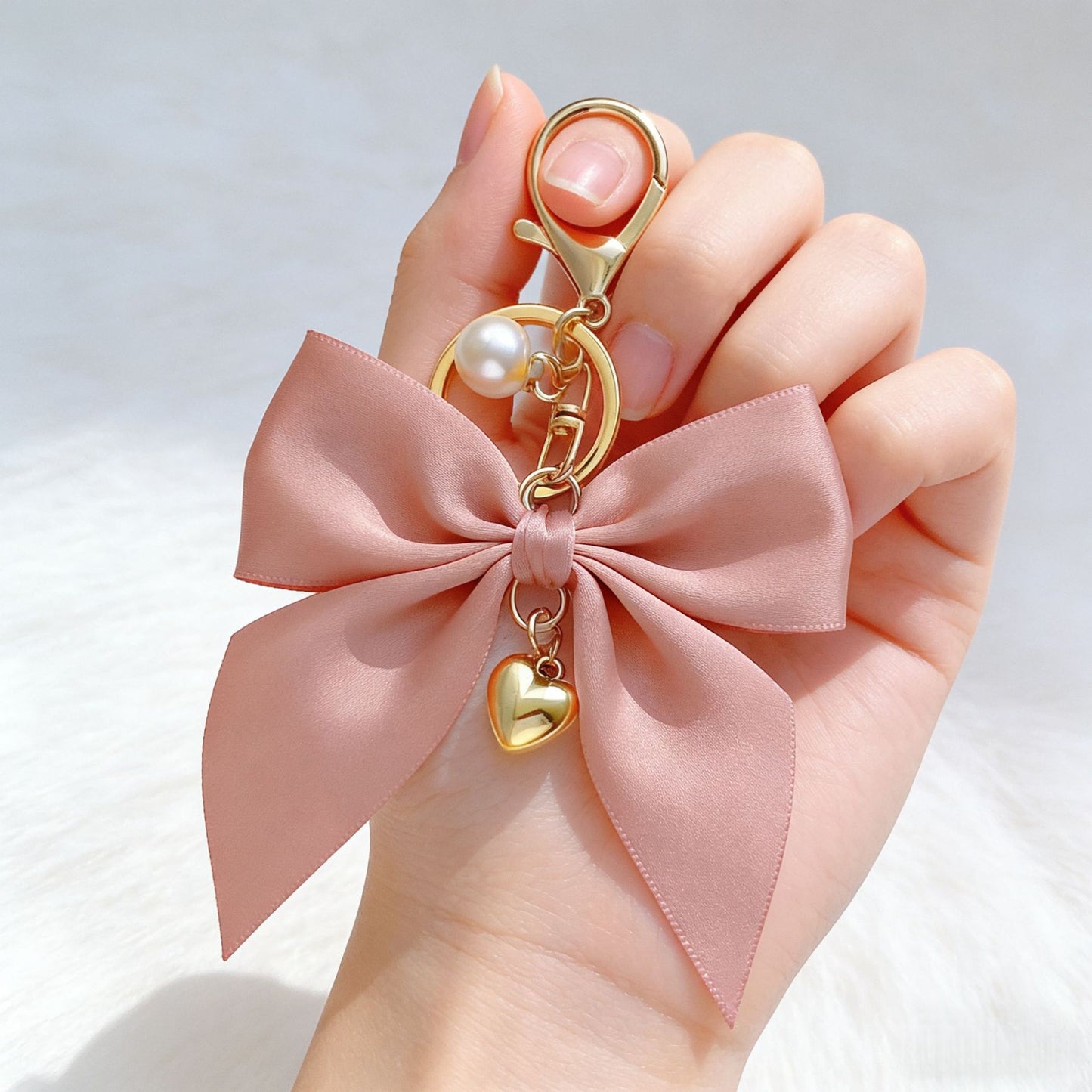 Korean-style Ribbon Bow Keychain Pendant Bag And Car Decoration