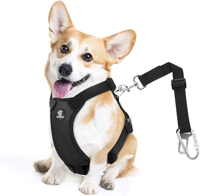 VavoPaw Dog Seat Belt, Safety Vest Dog Car Harness with Adjustable Buckle Dog Seat Belt for Vehicle Nylon Pet Safety Seat ...