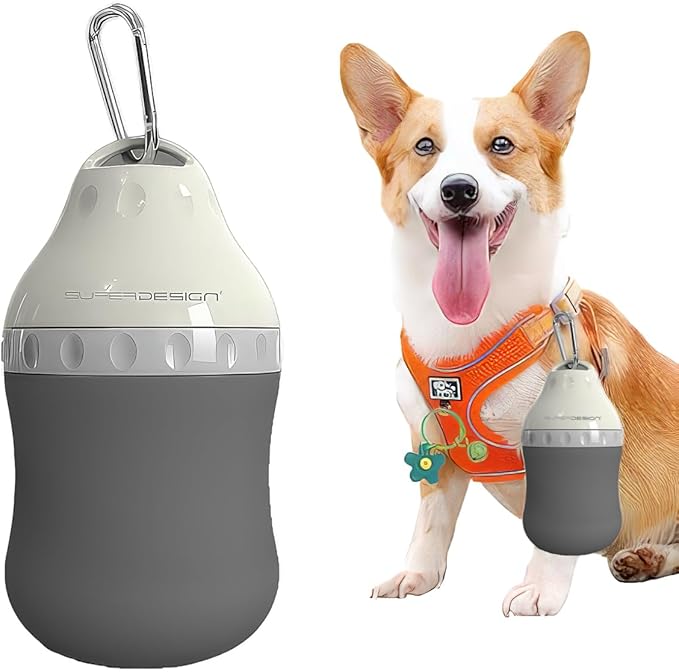 Dog Travel Water Bottle Detachable Bowl Leak Proof Portable ，Silicone Bottle Body，Collapsible and Suitable for Small Pets ...