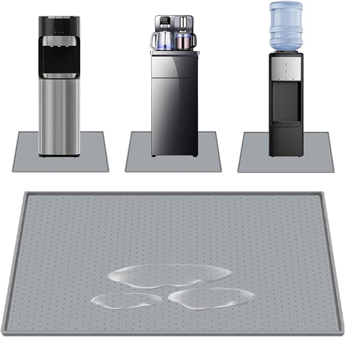 Water Cooler Mat, 24'' x 16'' Non-Slip Water Dispenser Mat with Raised Edge, Waters Cooler Floor Tray for Bedrooms, Kitche...