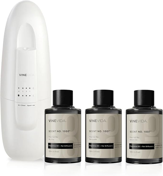 VINEVIDA Studio Waterless Diffuser and 3 Hotel Fragrance Oils - Essential Oil Diffuser for Home - Room Fragrance Air Diffu...