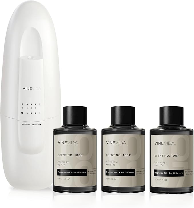VINEVIDA Studio Waterless Diffuser and 3 Hotel Fragrance Oils - Essential Oil Diffuser for Home - Room Fragrance Air Diffu...