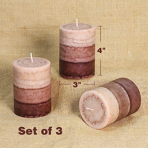 Cafemoon Coffee Pillar Candles, Aromatherapy Scented Candles, 35+ Hours Burn Long Lasting, Set of 3 Tall 3x4 Inch Dripless...