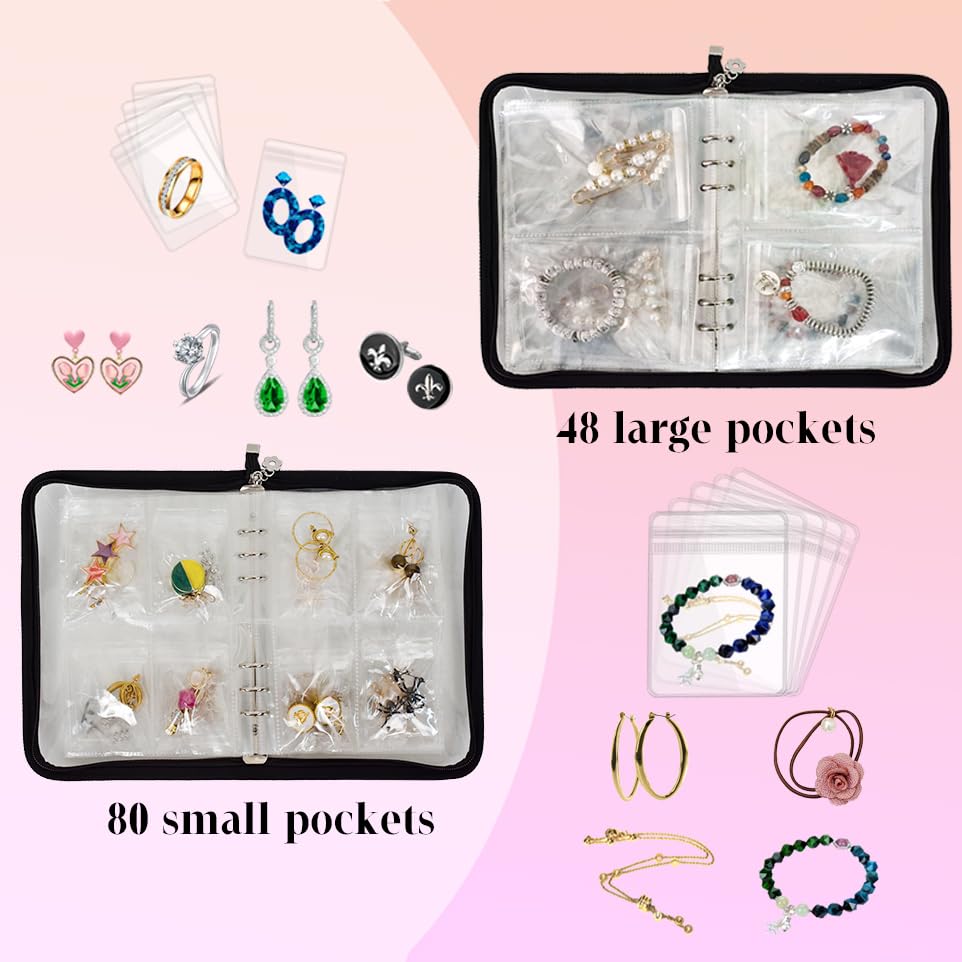 LingLingo Transparent Jewelry Storage Book Travel Jewelry Organizer Earring Organizer Case Bracelet Holder for Necklace Ri...