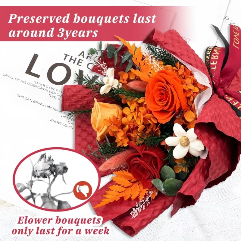 VTJMB Flowers for Delivery Prime, Preserved Flower Bouquet with Box, Birthday Dried Flowers Gift for Women, Mothers Day Gi...
