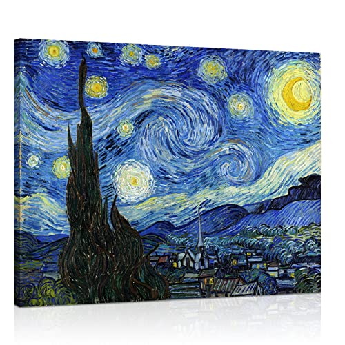 Van Gogh Canvas Wall Art: Starry Night Landscape Painting Picture Reproduction Room Decor - Famous Art Prints Modern Artwo...