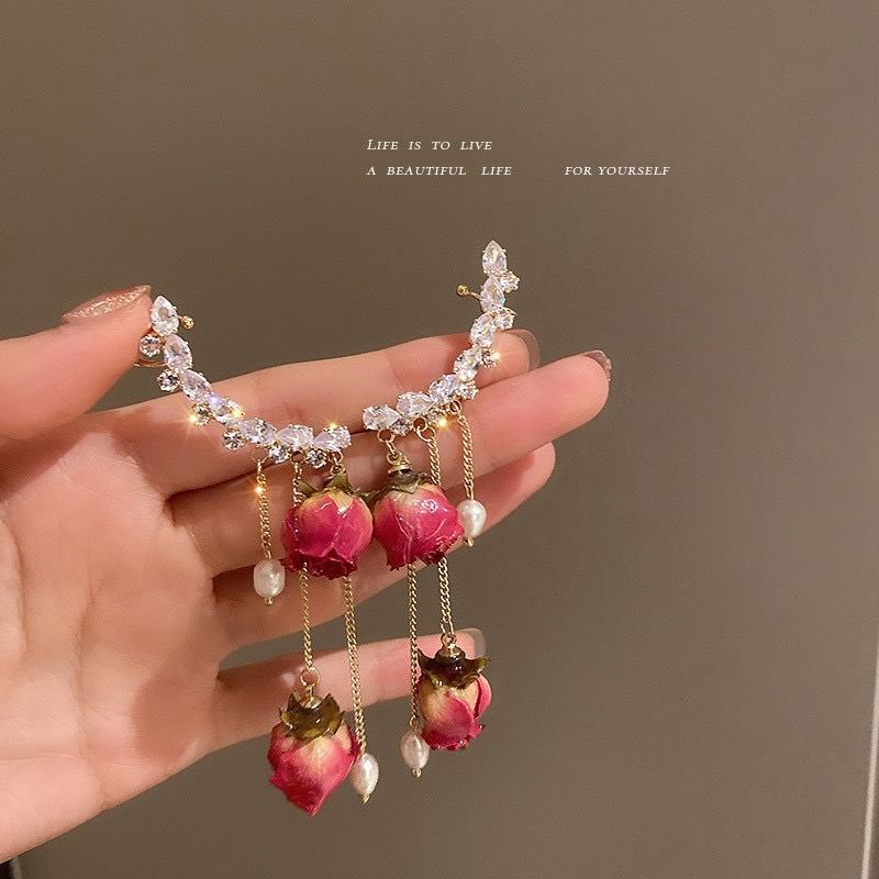Silver Needle Zircon Long Earrings For Women Korean Style Elegant Premium Vintage Tassel