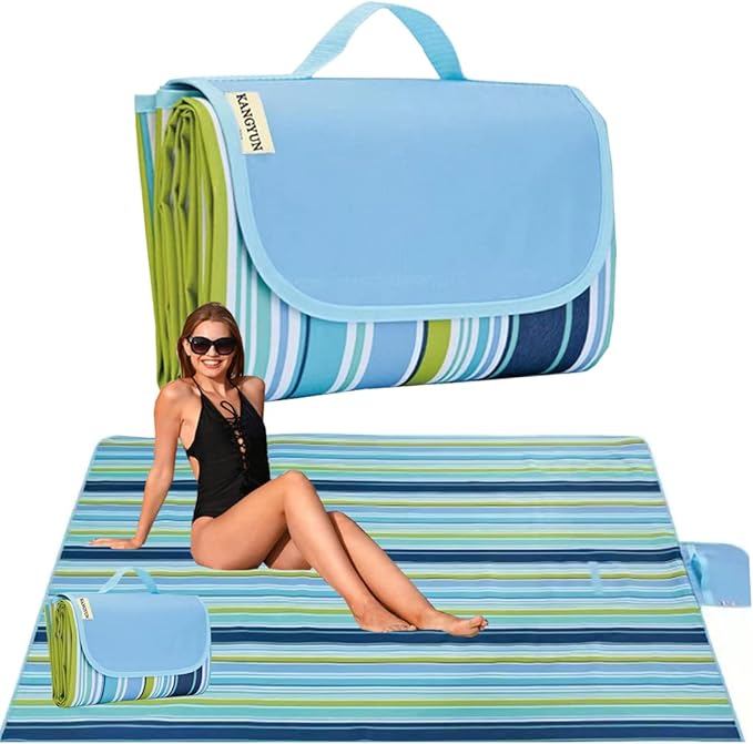 K Y KANGYUN Beach Blanket Outdoor Picnic Blankets Mat 80"x60" Extra Large Waterproof Sand Proof Camping Blanket Lightweigh...
