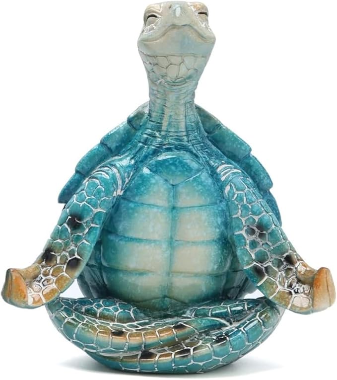 VVGIFTS Sea Turtle Meditation Yoga Decor, Garden Figurine Sea Turtle Meditating Coastal Beach Decorations, Zen Yoga Resin ...