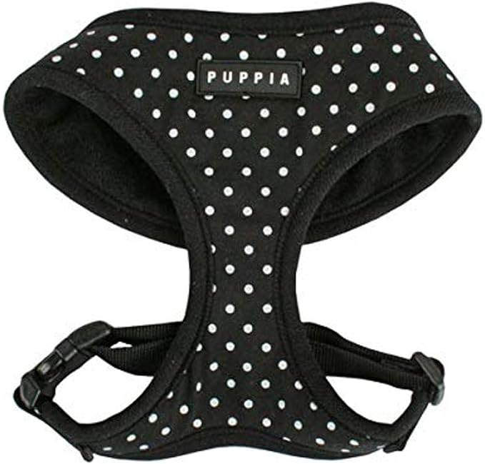 Puppia Dotty Dog Harness Over-the-Head No Pull No Choke Walking Training Adjustable for Small & Medium Dog, X-Small, Black