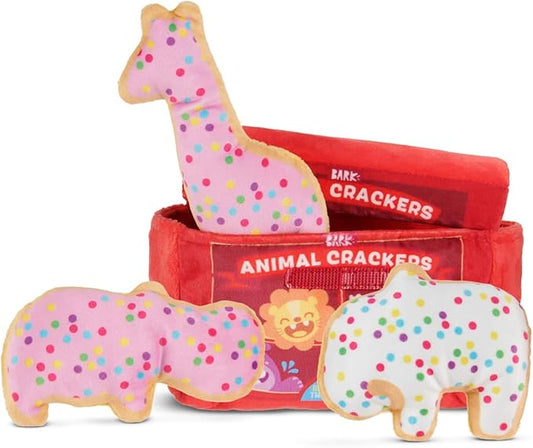 Barkbox Animal Squeakers 4-in-1 Interactive Plush Dog Toy - Squeaky Dog Toys with Crinkle Box and Treat-Hiding - for Extra...