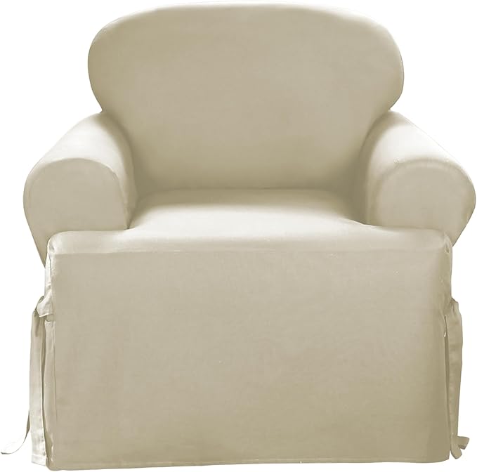 SureFit Duck 1 Piece T Cushion Chair Slipcover in Natural