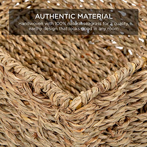 Best Choice Products Rustic Set Of 4 Multipurpose Stackable Seagrass Storage Basket, Handwoven Laundry Organizer Totes for...