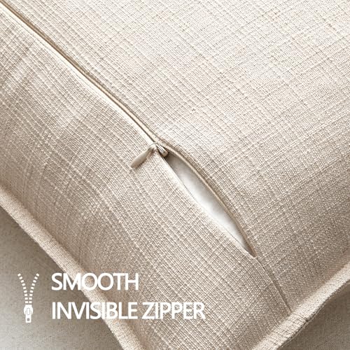 MIULEE Euro Sham Pillow Covers for Bed 26x26, 2 Pack Natural Linen Thick & Textured Decorative Throw Pillow Covers, Neutra...