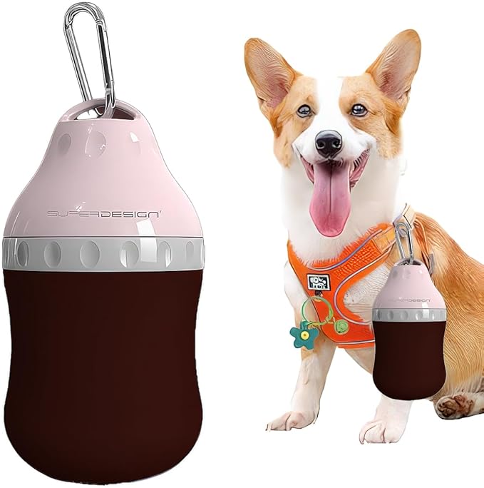 Dog Travel Water Bottle Detachable Bowl Leak Proof Portable ，Silicone Bottle Body，Collapsible and Suitable for Small Pets ...