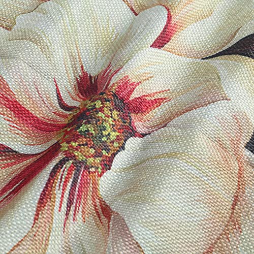 Bonhause Peony Floral Throw Pillow Covers 18x18 Inch Burgundy Red Flower Outdoor Decorative Pillow Cases Polyester Linen C...