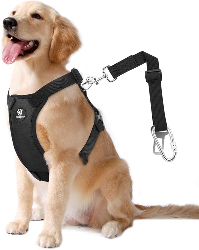 VavoPaw Dog Seat Belt, Safety Vest Dog Car Harness with Adjustable Buckle Dog Seat Belt for Vehicle Nylon Pet Safety Seat ...