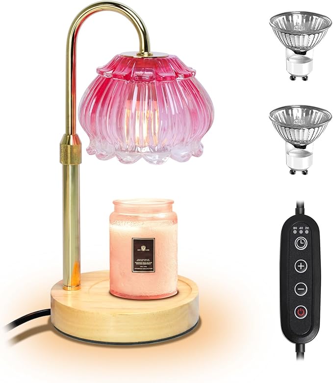 HAIDOLIANG Candle Warmer Lamp with Timer - Adjustable Height and Stepless Dimmable, Birthday Gifts for Women/Mom, Flower -...