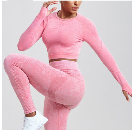 Quick-drying Seamless Washing Yoga Exercise Long Sleeve Trousers Suit